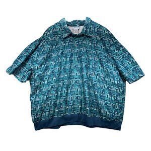 Irvine Park Mens Short Sleeve Henley Shirt Size  4XL Retro Geometric Casual Y2K